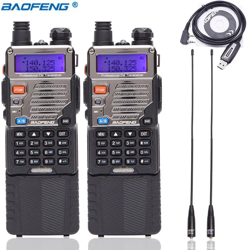 2 шт BAOFENG UV-5RE иди и болтай Walkie Talkie 8 Вт CB радио Профессиональный станция Baofeng UV5R трансивер VHF UHF Портативный BF-UV5RE радио - Цвет: as pic show 1