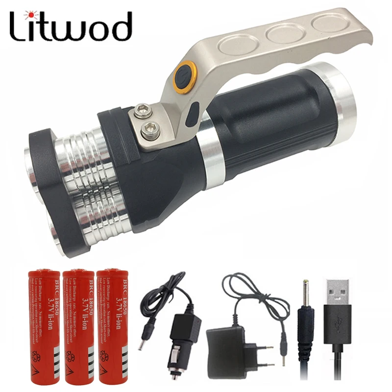 

Litwod Z30 LED flashlight 3 PCS XM-L T6 beads Rechargeable Portable Light Hand Lamp 6000LM 3 model which choose Accessories