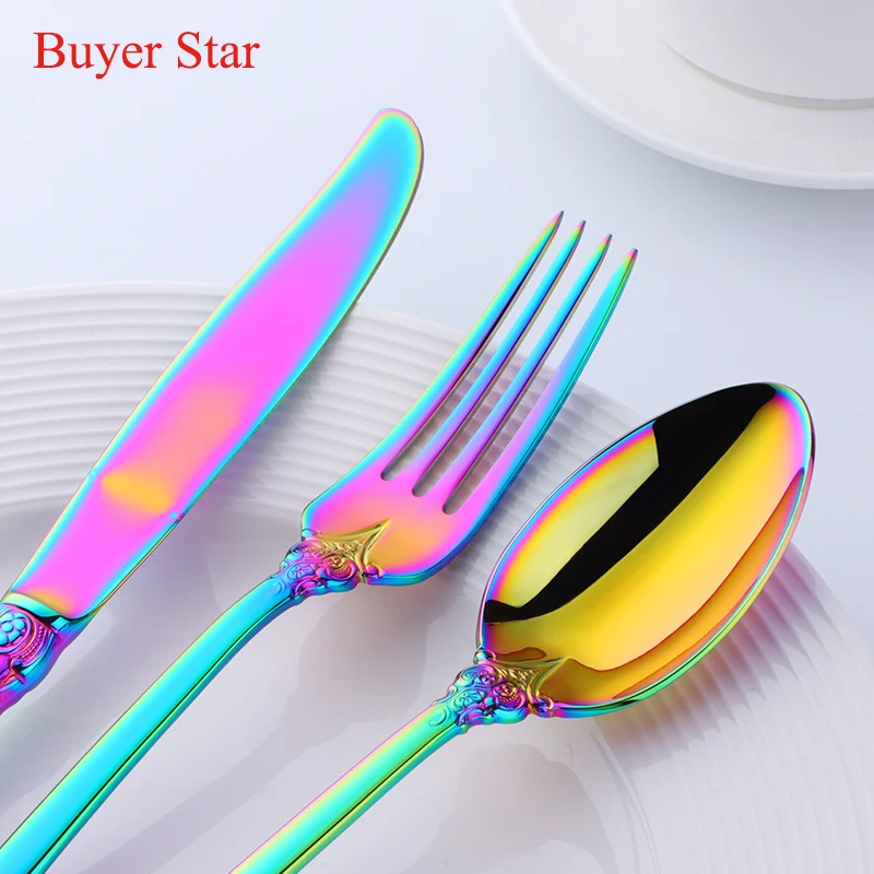 Столовые приборы из нержавеющей стали в западном стиле 16 шт.|Наборы столовых