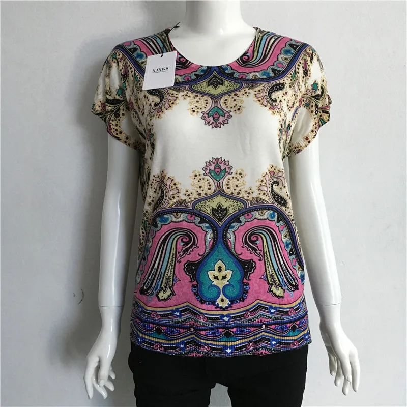 XJXKS женские рубашки трикотажная футболка Femme Плюс Размер Топы с принтом Camiseta Mujer больше размера d футболка винтажный женский летний топ