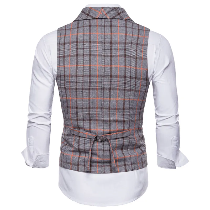 Riinr High Quality Men Suit Vest 2018 Slim Double Breasted Waistcoat Gilet Business Social Blazer Wedding Groom Best Men 