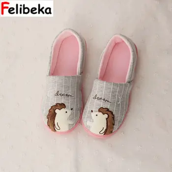 

new Cute Animal Hedgehog Home Slippers Women Indoor Floor Shoes For Bedroom House Adult Guest slippers spring and autumn
