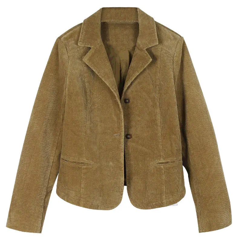 

Simple New 2019 Women Casual Corduroy Suit Jacket Spring and Autumn Retro Lapel Long-sleeved Slim Fit Blazer feminino Coat f920
