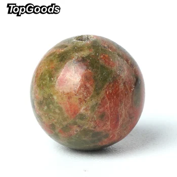 

TopGoods Natural Gemstone Beads Green Unakite Stone Loose Beads 15" Strand 4/6/8/10mm Round Quartz Stone For Rosary Making