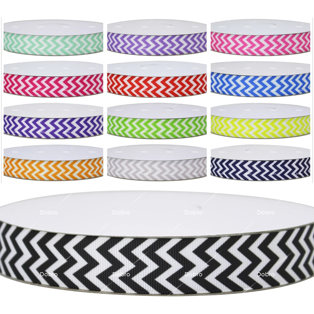 

13 Choices Solid Color Chevron Patterns Printed Grosgrain Ribbons for Hair DIY Craft Party Decoration Gift Packaging,100 Yards