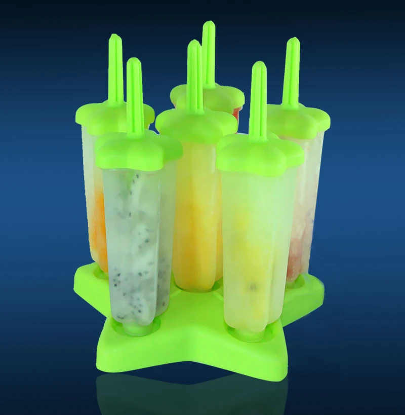 GQIYIBBEI 6 шт. мороженое для фруктового льда Пособия по кулинарии Инструменты Многие формы многоразовые DIY Замороженные Мороженое Поп формы для выпечки - Цвет: green