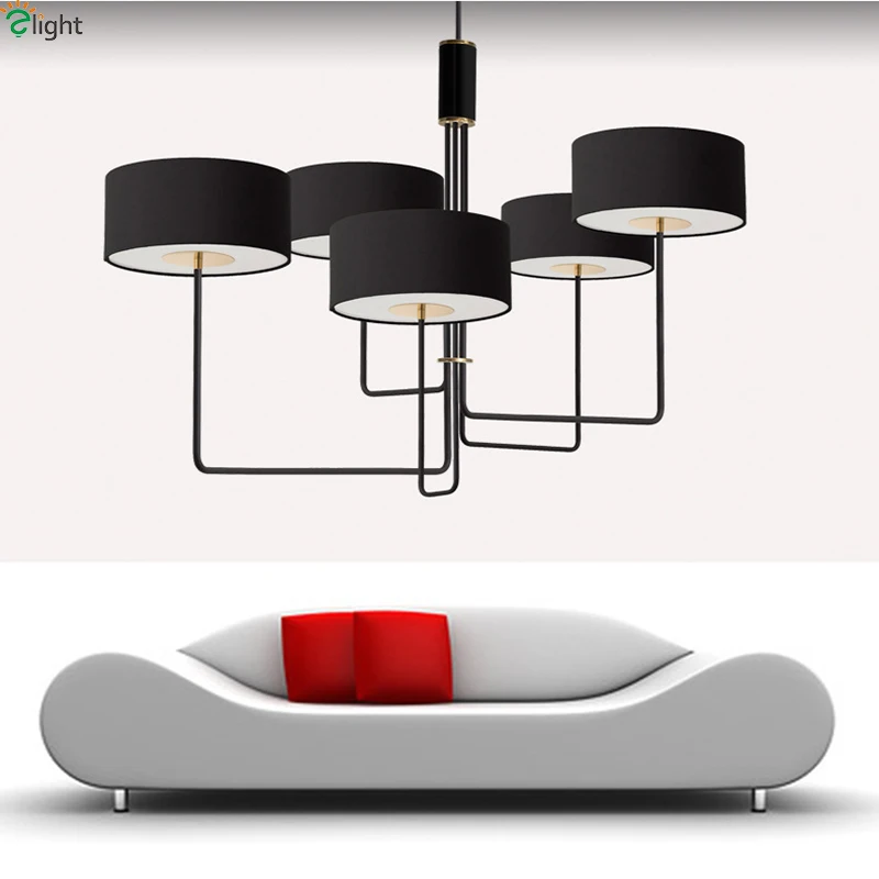 

Nordic Round Fabric Led Pendant Chandelier Lights Metal Dining Room Led Chandeliers Lighting Bedroom Led Hanging Light Fixtures