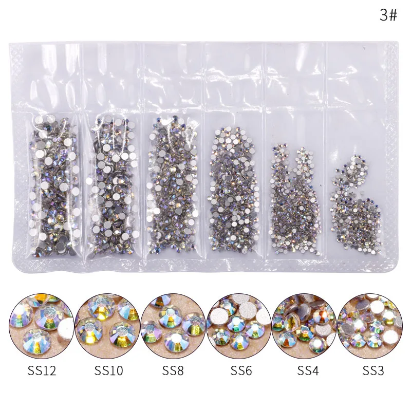 

1 Pack Nail Rhinestones Flatback Glass Mixed Sizes SS3-SS12 Nail Art Decoration Stones Shiny Gems Manicure Accessories Tools #3