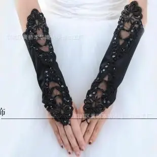

White Ivory Lace Short Wedding Gloves Fingerless Bridal Bride Gloves Sequins Lace Gloves hook Cheap Hook Finger Wedding Gloves