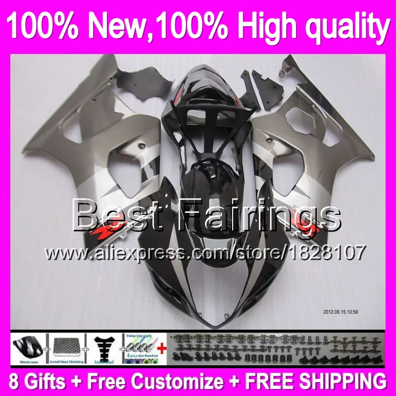 

Fairing Silver black For SUZUKI GSX R750 04 05 GSXR 750 600 04-05 2B83 R600 Silvery black K4 GSXR600 GSXR750 2004 2005 +Decal