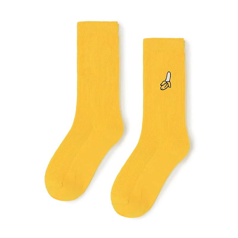 Милые кавайные носки для девочек с изображением авокадо, банана, вишни и фруктов; Meias; корейские забавные носки с вышивкой в стиле Харадзюку - Цвет: Yellow