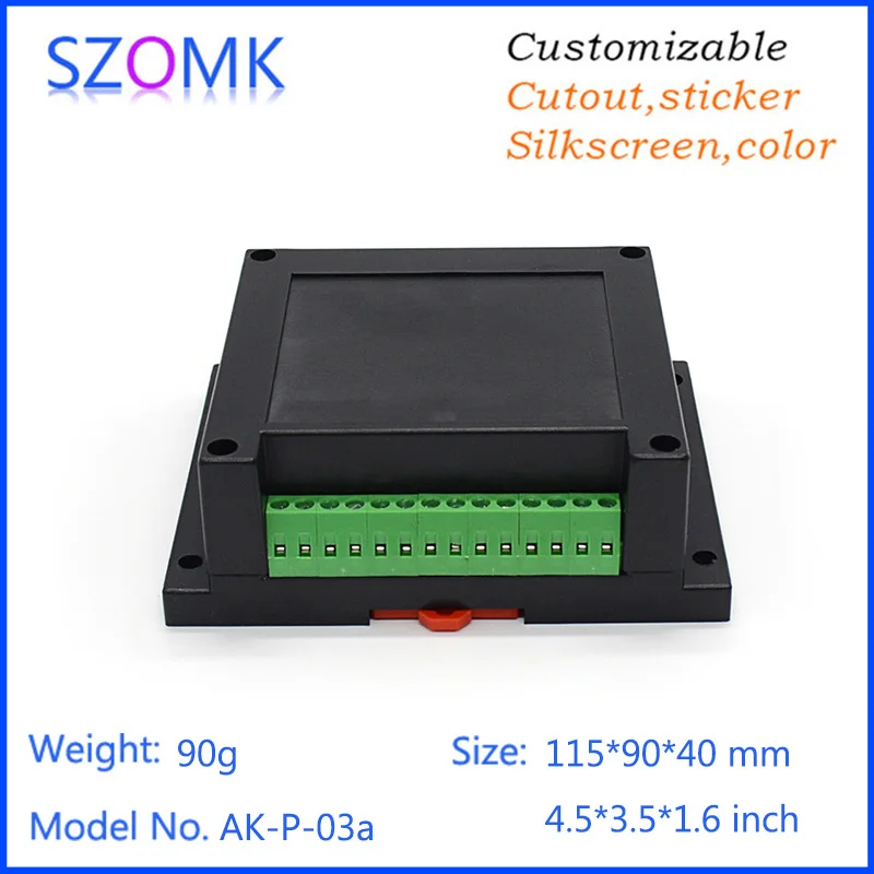 

szomk abs plastic din rail housing power pcb plastic junction box for electronics high switch sticker 4 psc 115*90*40mm