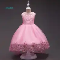 JaneyGao Flower Girl Dresses For Wedding Party Elegant With Short Train Long High Dress For Little Girl Formal Gown White Red