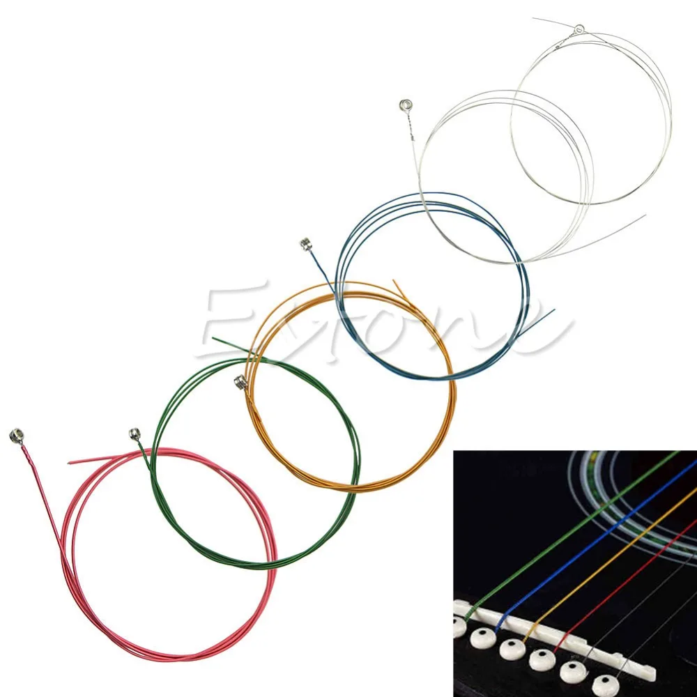 

1 Set 6Pcs Rainbow Colorful Color Strings for Acoustic Guitar Ukulele Instrument