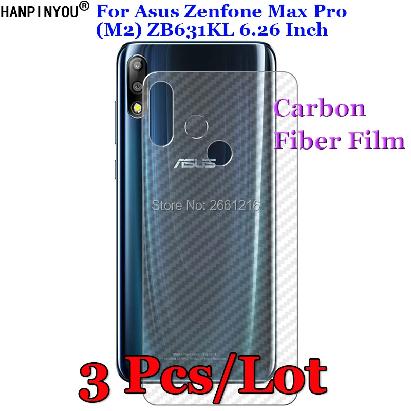 

3 Pcs/Lot For Asus Zenfone Max Pro (M2) ZB631KL 3D Non-slip Clear Carbon Fiber Back Film Screen Protector Protective Sticker