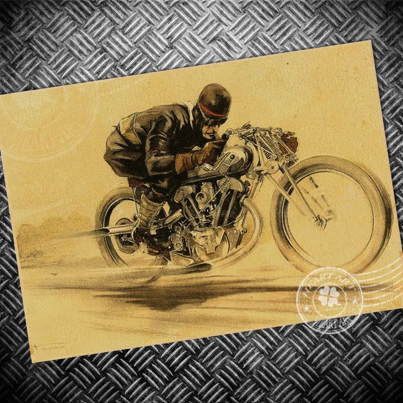 Старое фото винтажная краска крафт-бумага плакат США мотоцикл ретро Бар Кафе гостиная художественные изделия для стен наклейка картина 42x30 см - Цвет: UCO106