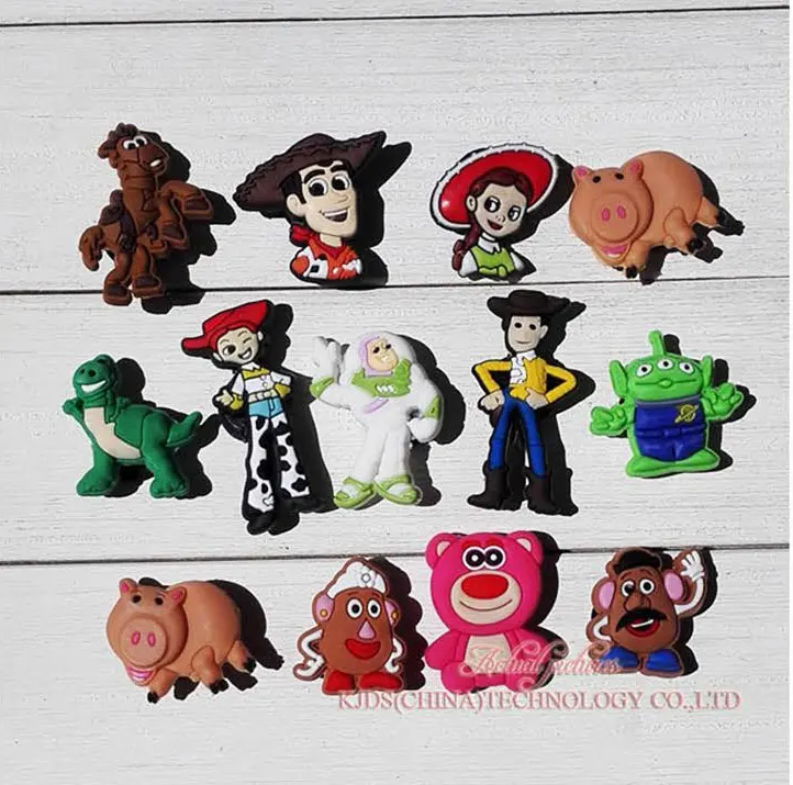 

Single Sale 1pc Toy Story PVC Shoe Charms,Shoe Buckles Accessories Fit Bands Bracelets Croc JIBZ,Kids Party X-mas Gift