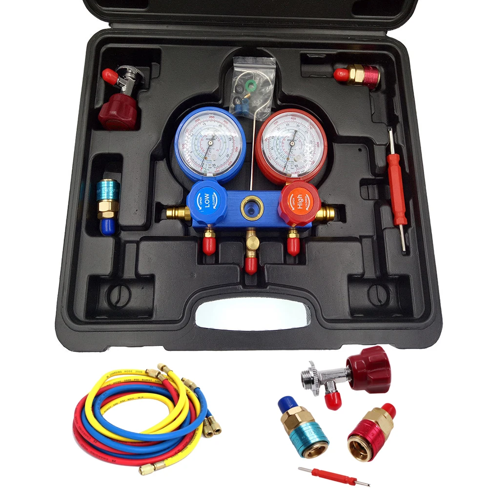 1 комплект набор коллекторов с манометром зарядки для R410a R22 R134a Двойной манометр