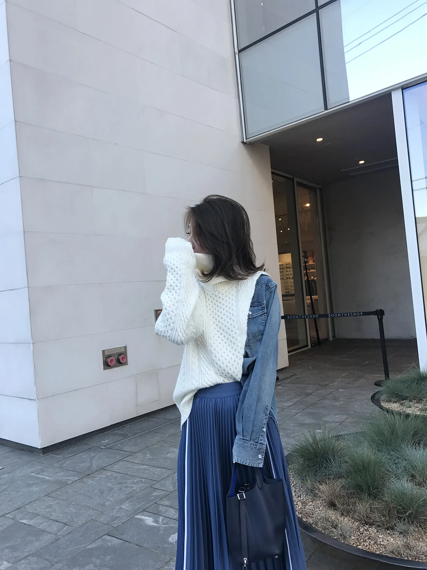 Pull Getsring Femmes Chandails À Spliced Tricoté As Picture Chandail Asymétrie Top Lâche Manches Col Longues Denim Roulé qGzMVUSp