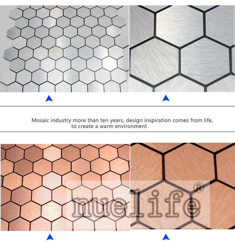 Nuelife Шестигранная металлическая матовая алюминиевая композитная панель мозаика самоклеящиеся настенные наклейки для гостиной крыльца плитка наклейки на стену