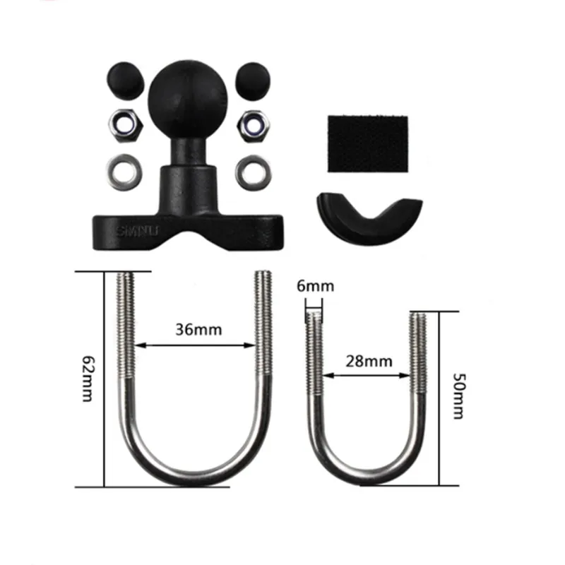 U-болт для мотоцикла, велосипеда, крепление на руль, база с 1 дюймовым шариком для камеры Gopro, смартфона для Garmin, для sony ram, крепления - Цвет: 1pcs