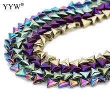

WWY HOT Multicolored Magnetic hematite stone Natural fashion Triangle shape beads loose Beads For Jewelry Making 15 inches