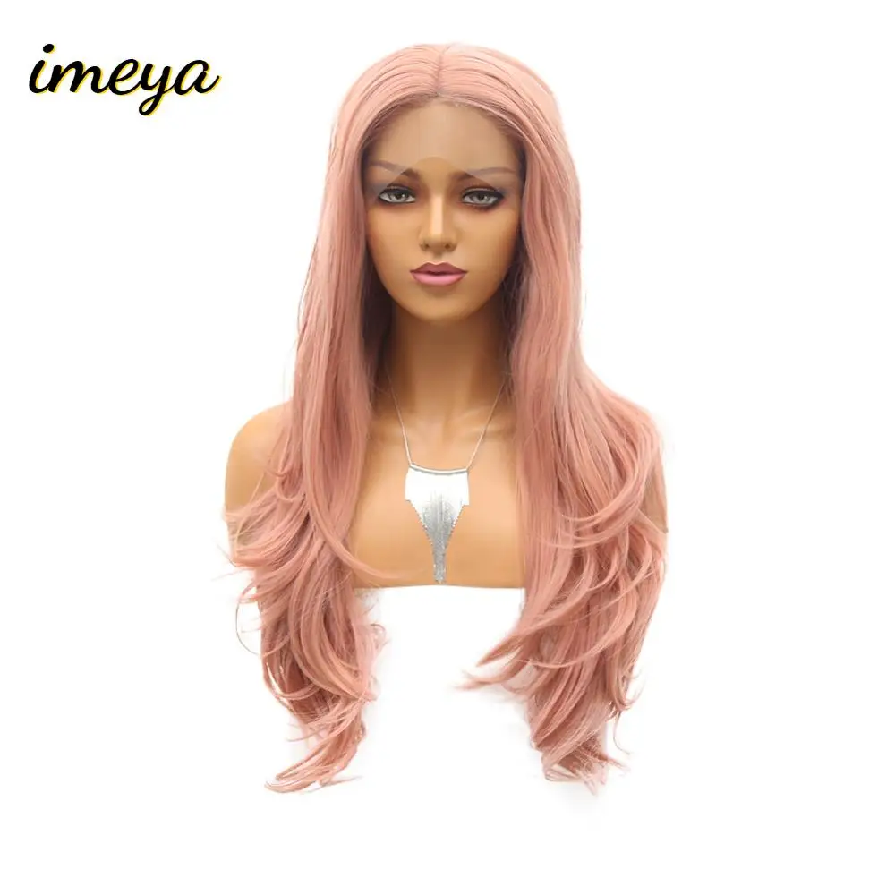 Imeya 24 ''модный розовый оранжевый фиолетовый кружевной передний парик длинные
