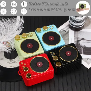 

T10 Portable Vintage Phonograph Sound TF Outdoor Wireless Bluetooth 4.2 Speakers 49#