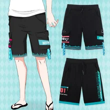 Аниме VOCALOID Hatsune Miku брюки для мужчин и женщин Пляжные Шорты повседневные брюки Косплей Костюм для лета спортивные штаны