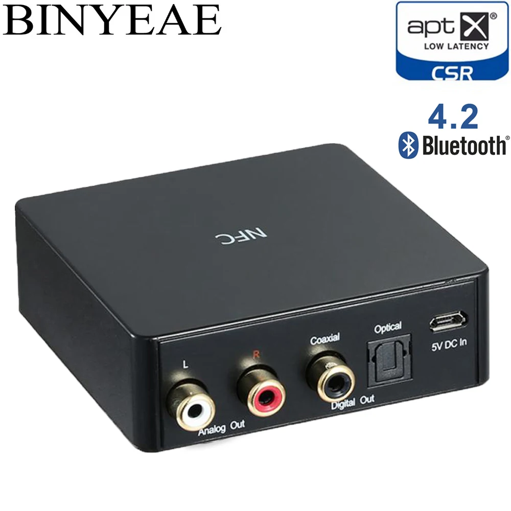 Hi-Fi Bluetooth 4,2 Aptx низкая задержка NFC оптический SPDIF коаксиальный RCA аудио музыкальный приемник беспроводной адаптер для динамика TI PCM5102A DAC