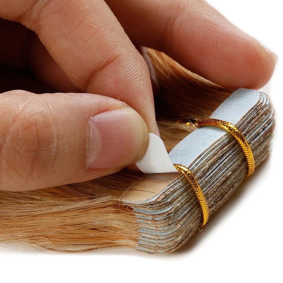 Али BEAUTY волосы на Клейкой Ленте имитирующей кожу на Клейкой Ленте Пряди человеческих волос для наращивания 20 шт./компл. бразильские прямые