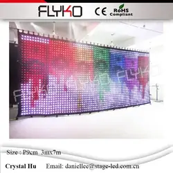 Flyko прочный складной светодиодный видео дисплей настенный светодиодный занавес легко носить с собой p90mm 3x7 m