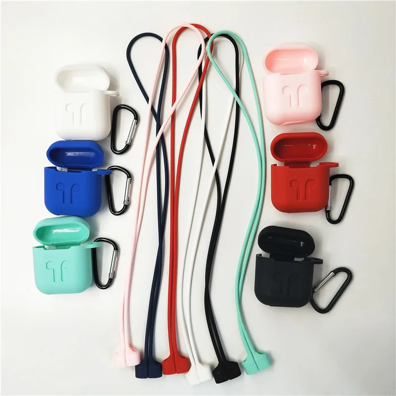 Earphone Case for Apple Airpods Case Strap Soft Silicone Headphone Case
