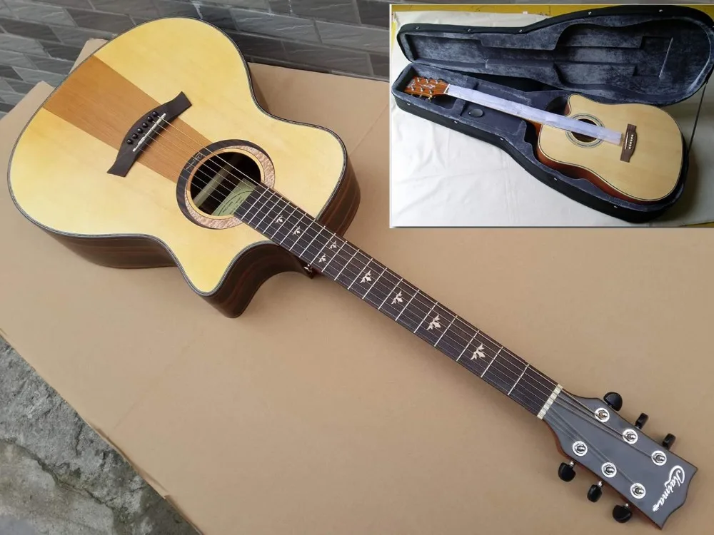 new design red cedar with spruce solid wood body acoustic guitar with