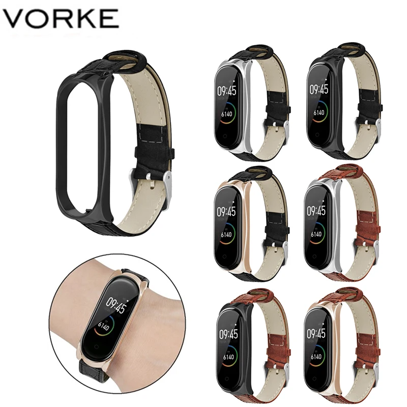 

Vorke VKS8 Leather Strap for Miband4 Calico wristband for Xiaomi Mi Band 3 strap For mi band 4 bracelet Miband 3 Strap