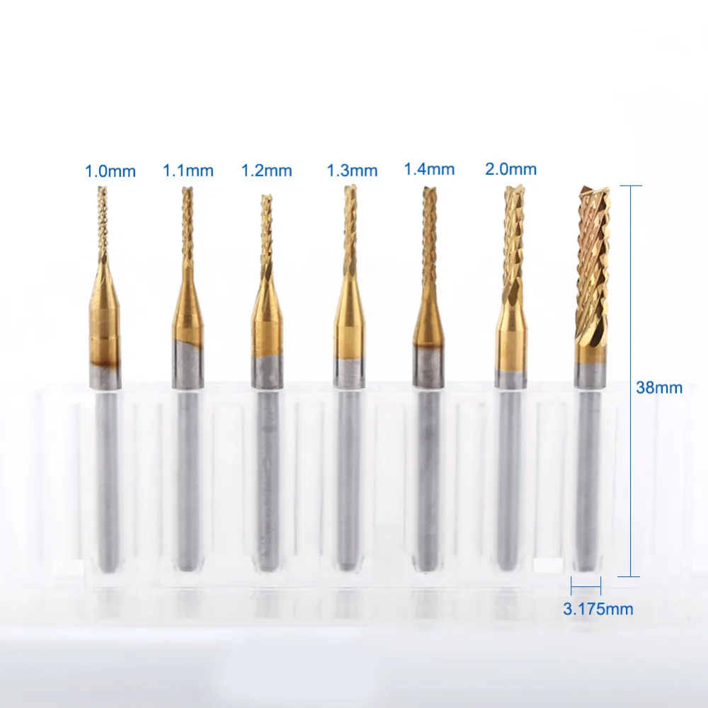 1-3.175mm Cemented Carbide End Mill PCB Engraving Drill Bit 38mm Milling Cutter