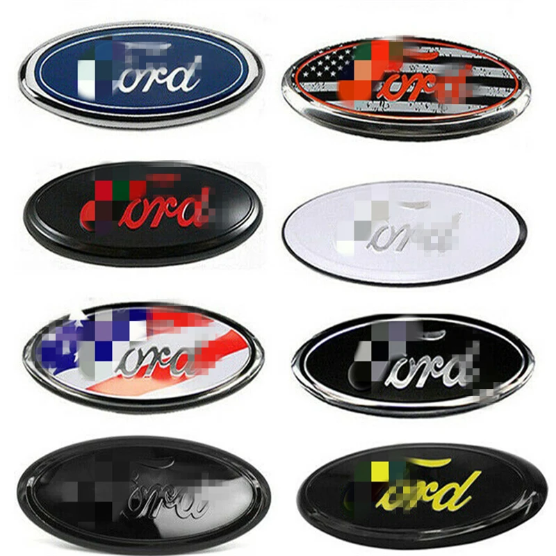 

Car Front /Rear Emblem Grille Badge Chrome Badge Oval Emblem Logo Head Decorator Carbon Fiber Cover Sticker for Ford 2006-2018