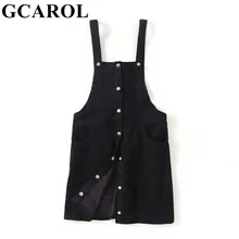 GCAROL 2019 Early Spring Croduroy Strap Dress High Quality font b Slim b font Single Buttons