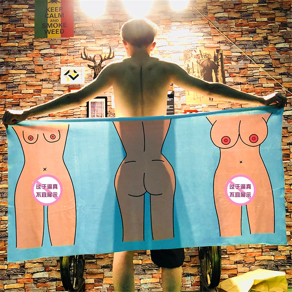 Сексуальное женское и мужское банное пляжное полотенце с мультяшным рисунком из микрофибры, креативное печатное полотенце для ванной комнаты, полотенце для путешествий и спорта