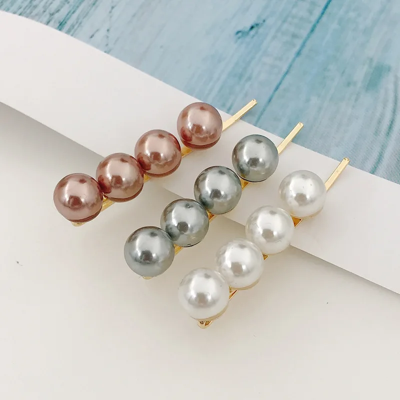 

Elegant Geometric Pearl Hairpins Korean Style Hair Clips Alloy Barrettes Girls Hair Accessories Hair Grips Headwear Jewerly