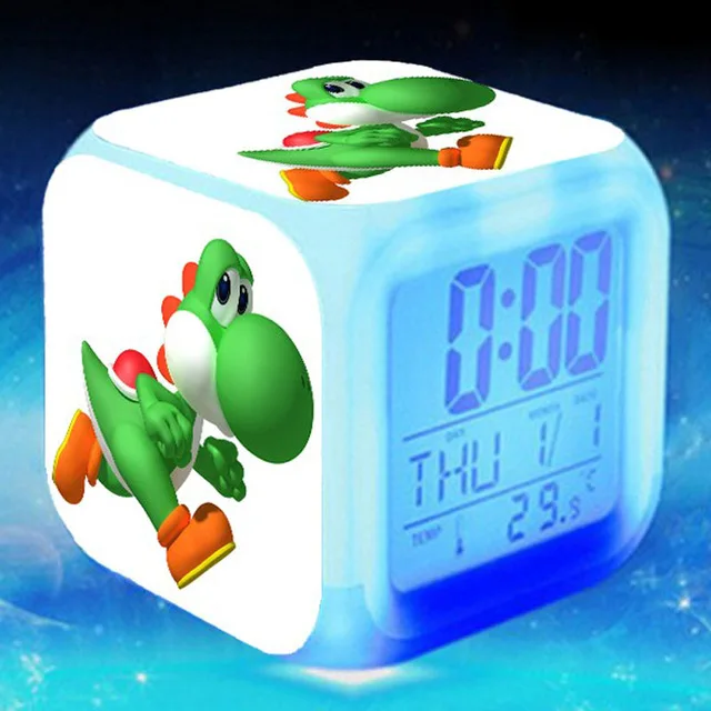 Супер Марио светодиодный Будильник reloj despertador Luigi часы Mario электронные настольные часы KLOK Сенсорное освещение часы Saat - Цвет: Шоколад