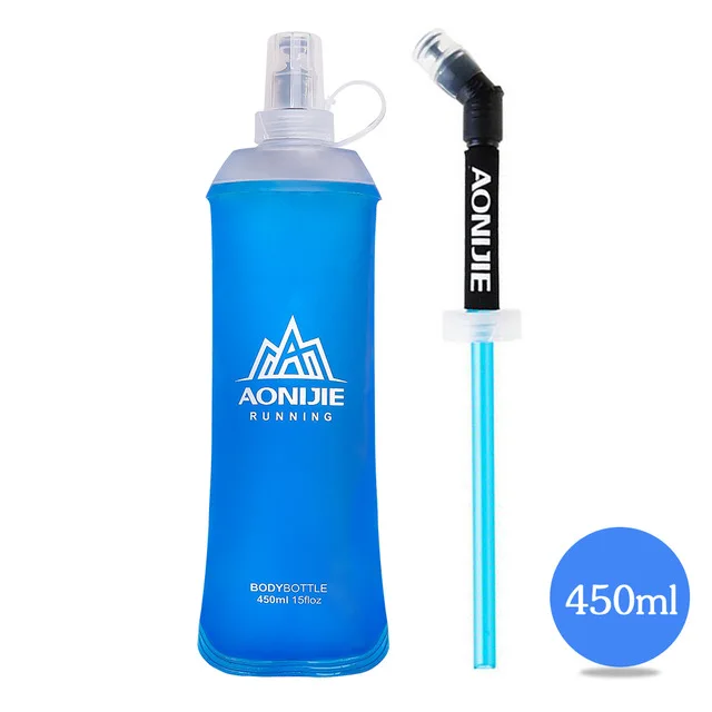 R450ML-straw 170 мл 200 мл 250 мл 350 мл 600 мл AONIJIE Беговая Спортивная велосипедная мягкая бутылка для воды складная термополиуретановая мягкая фляжка сумка для воды - Цвет: R450ML-straw