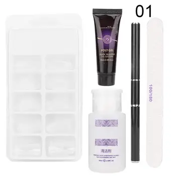 

3 Colors Nail Art Extension Kit Extension Gel + UV Pen + Quick Building Nail Model + Nail File Nail Art Kit