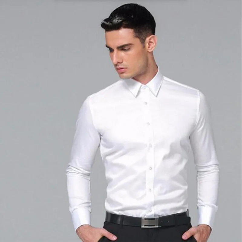 Men's Dress Shirt custom fashion New Slim Fit men Shirts Business Long ...