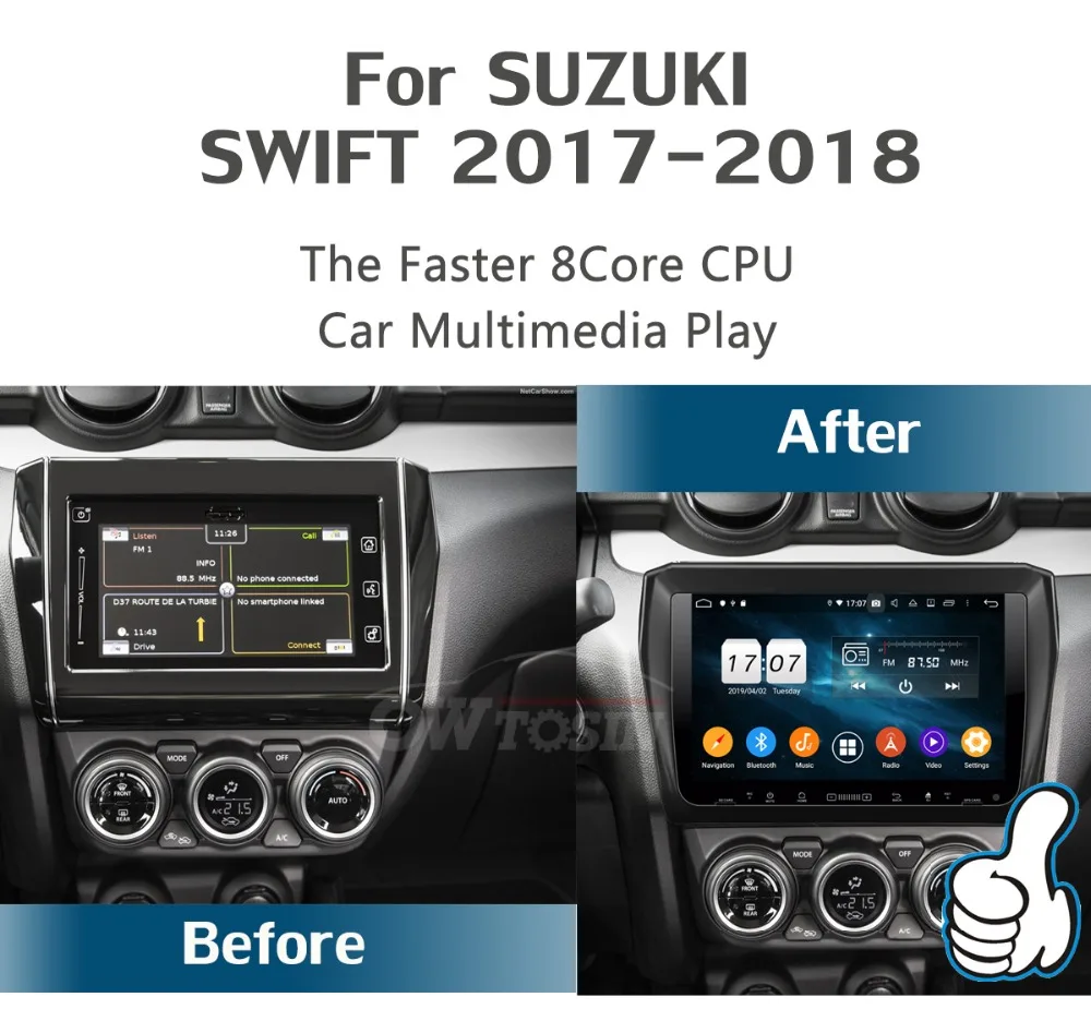 Sale 9" IPS Octa Core 4GB+64GB Android 9.0 Car Multimedia Player for Suzuki Swift 2017 2018 2019 Radio GPS Navigation CarPlay Parrot 2