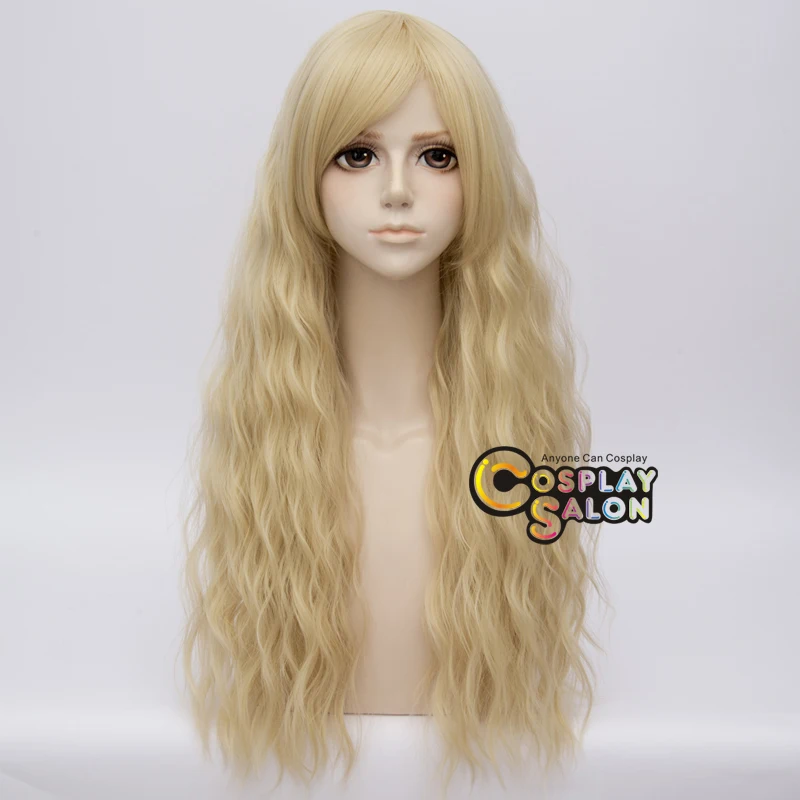 70cm Long Curly Lolita Light Blonde Women Cosplay Wig Heat ...