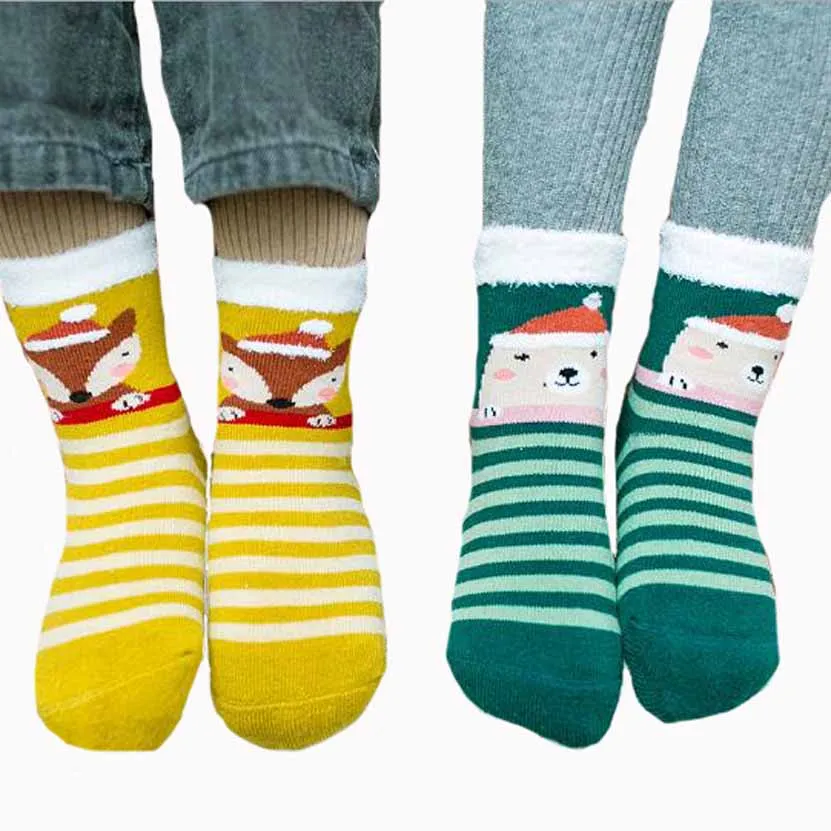 

3Pairs pack children's socks wholesale new autumn winter Christmas cartoon terry towel socks thick warm boys girls kids socks