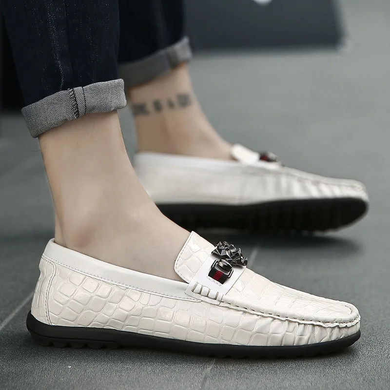 Moda New Negócios Preto Dropshipping Macio Mocassins marrom Homens Da Apartamentos Couro Casamento vermelho De Genuíno Style Sapatos Alta Qualidade branco 7qZdR