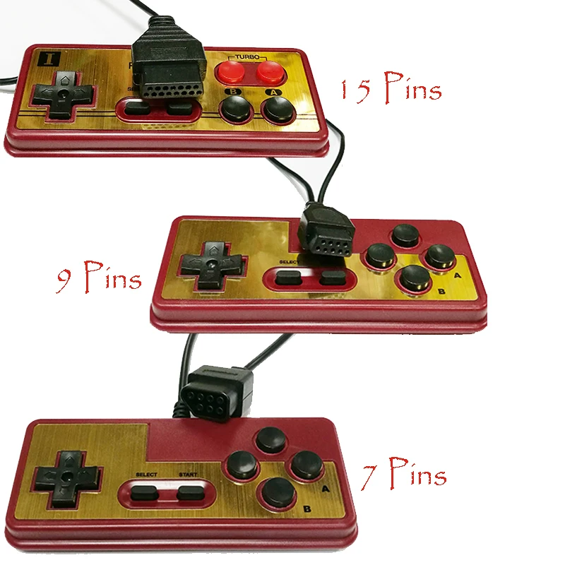 

7 Pin 9 Pins 15 Pin Plug Cable GamePad Game Controller for 8 bit Video Game Console with Turbo A B Button