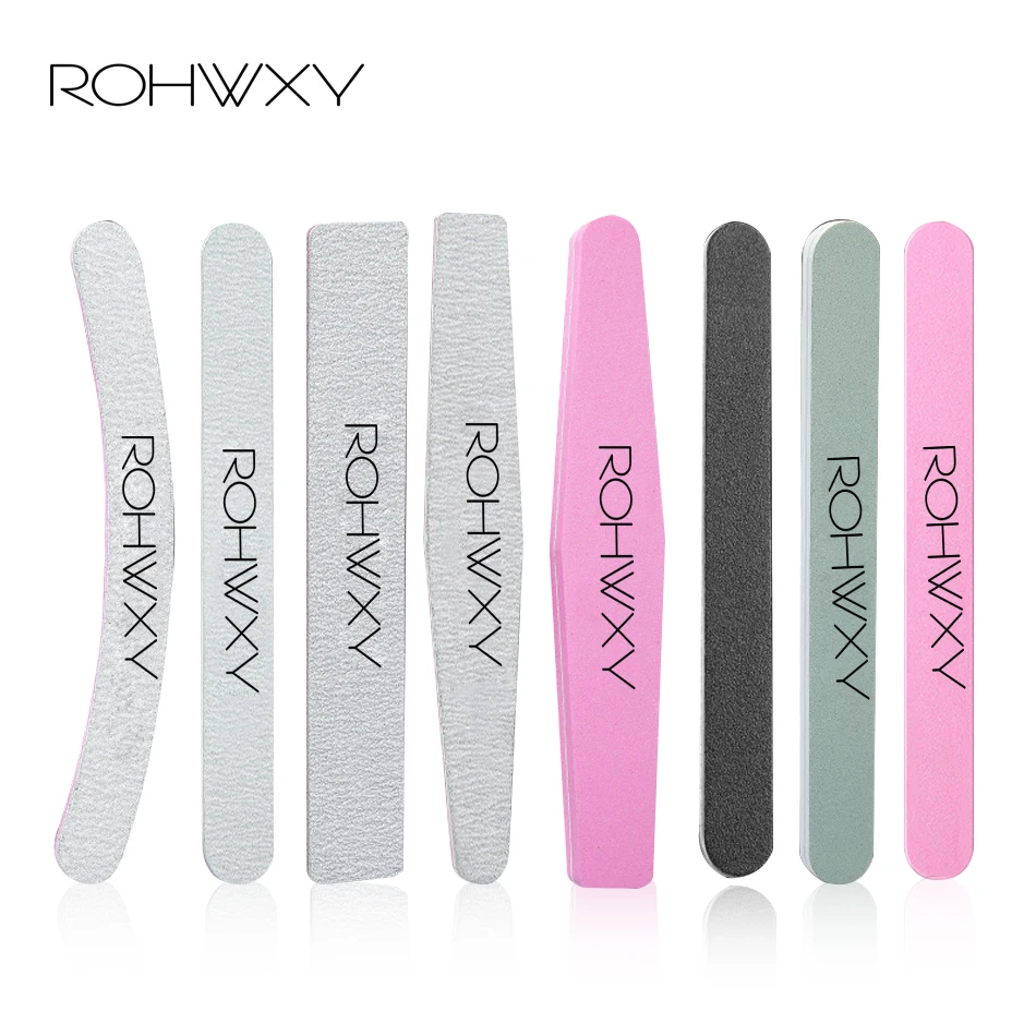 

ROHWXY 8pcs/Set Nail Files Brush Durable Buffing Grit Sand Fing Nail Art Tool Accessories Sanding File UV Gel Polish Tools Set